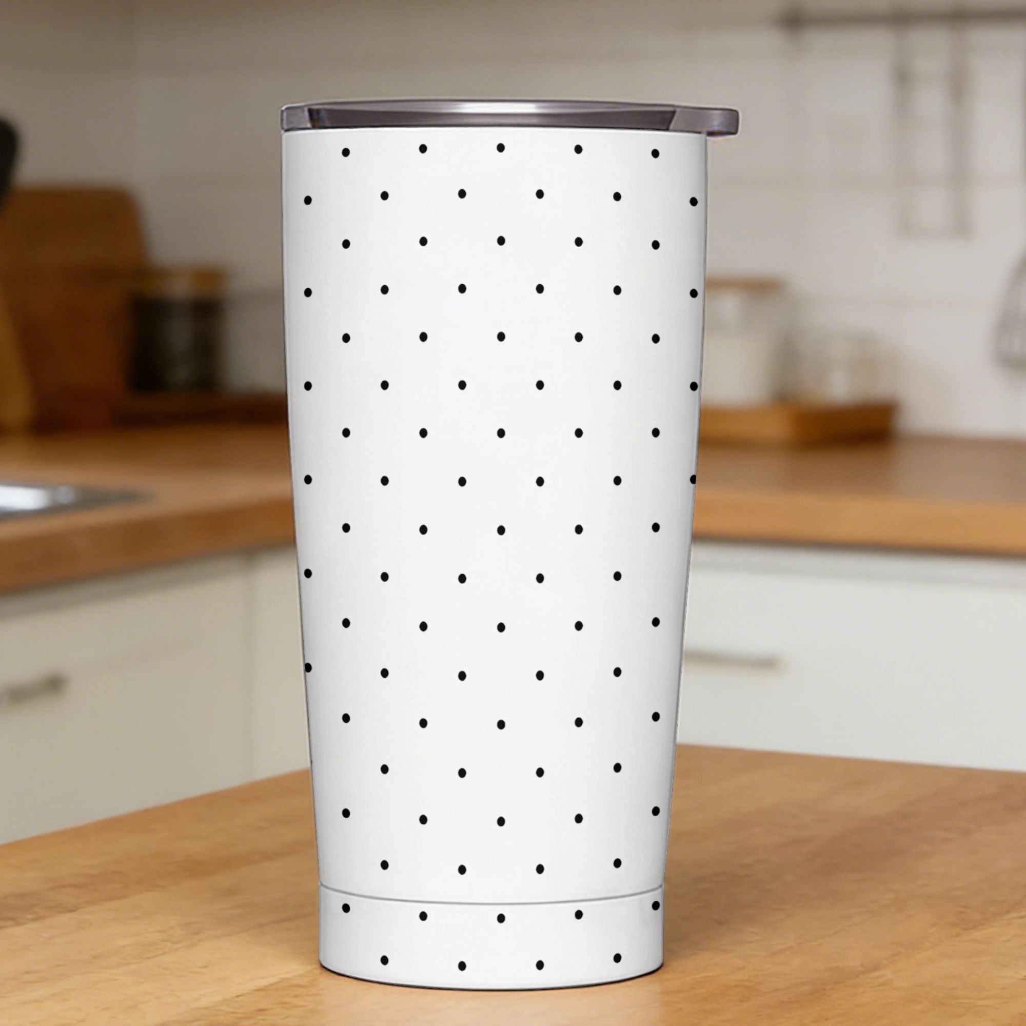 Tumbler 20Oz White - Czarno-biały kubek termiczny ze stali nierdzewnej