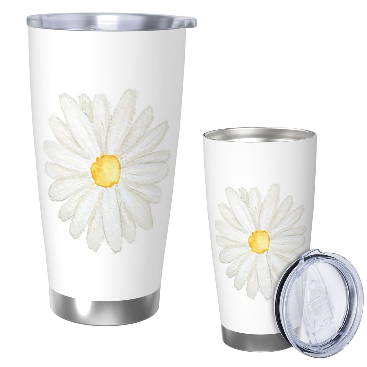 Tumbler 20Oz White - Ręcznie Malowany Kubek Termiczny ze Stali
