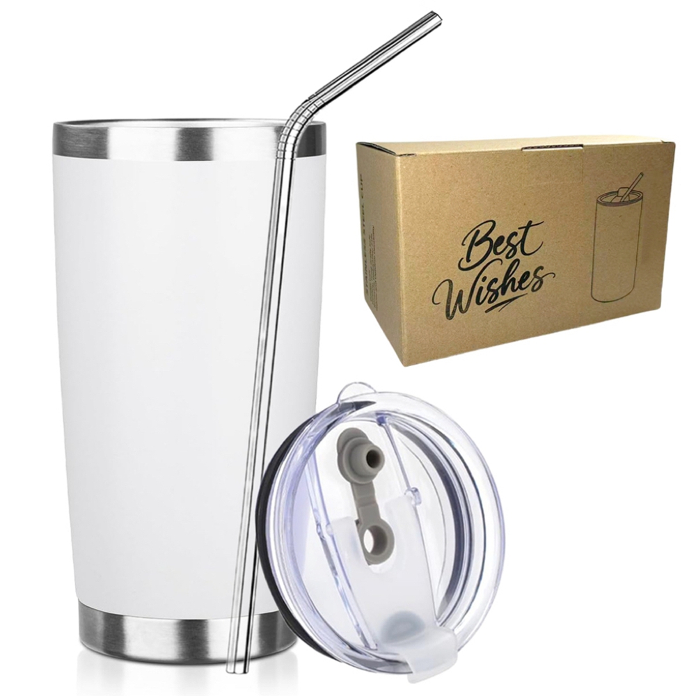 Tumbler 20Oz White - Kubek termiczny 20oz z pokrywką i