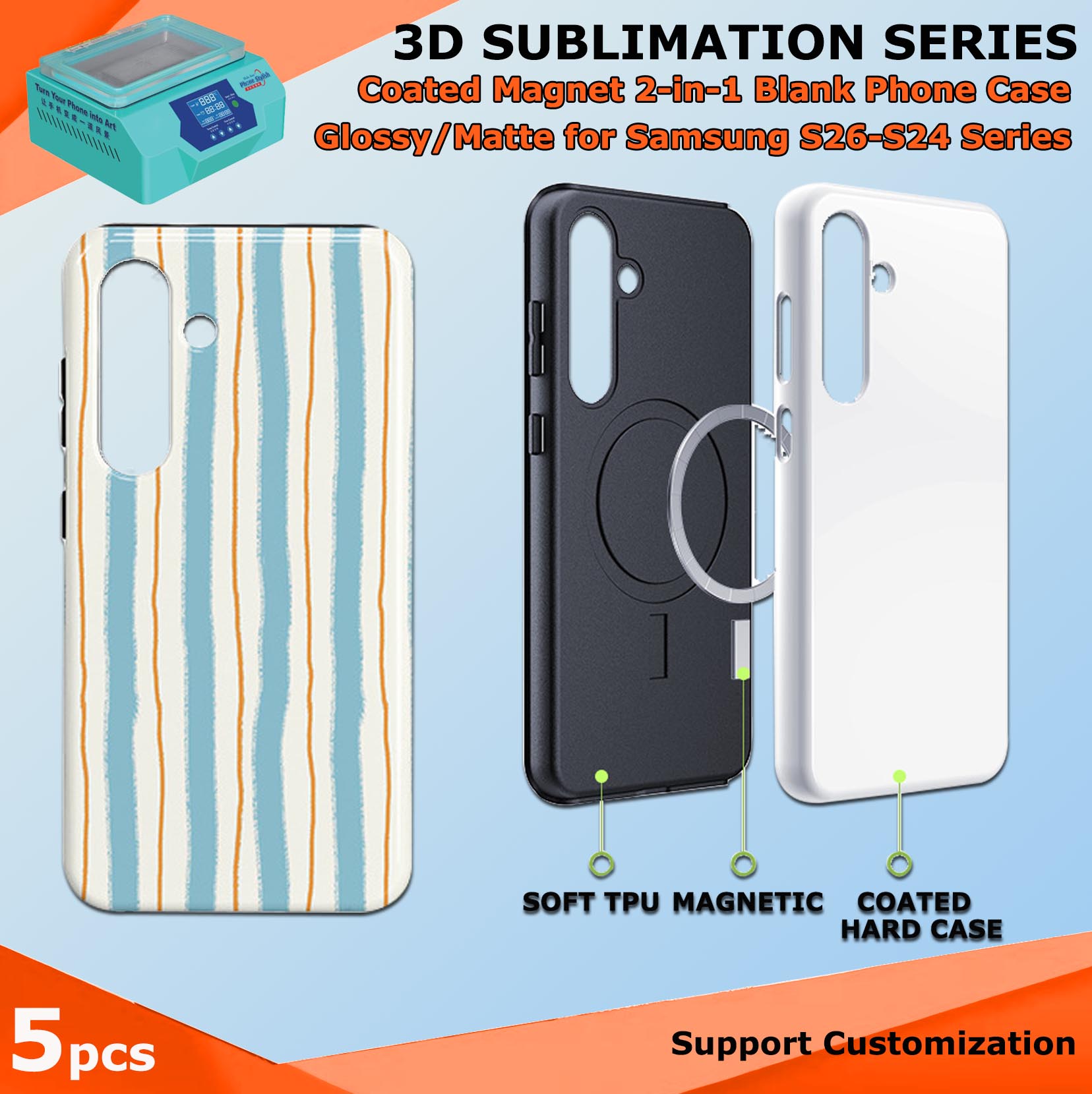 Phone Case Blank Print - Fonlyu 5 szt. Magnetyczne etui na