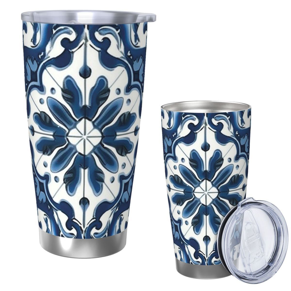 Niebiesko-biały wzór majoliki  – Tumbler 20Oz White recenzja i cena